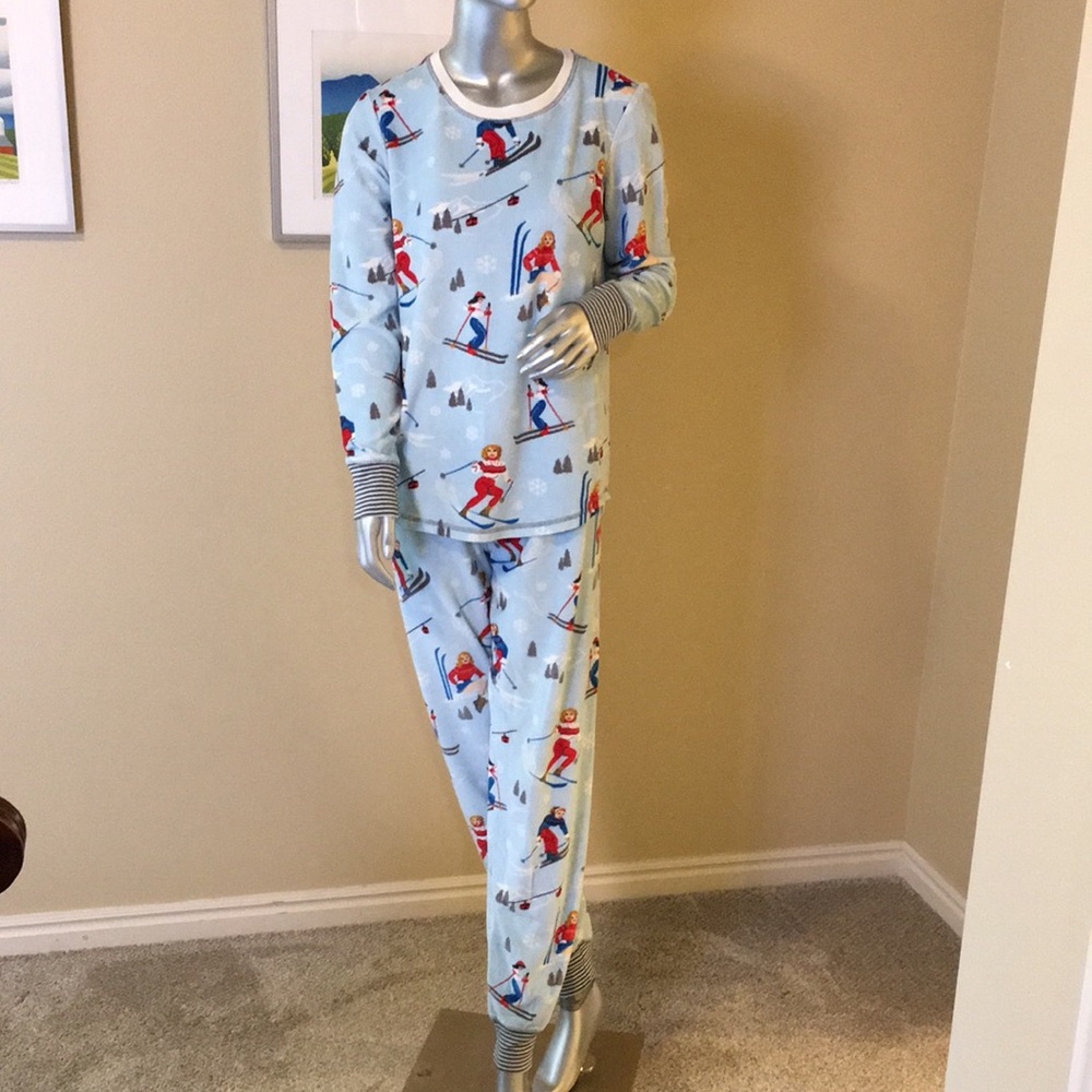PJ SALVAGE | Vintage Velour Girls Skiing Print Pajama Set